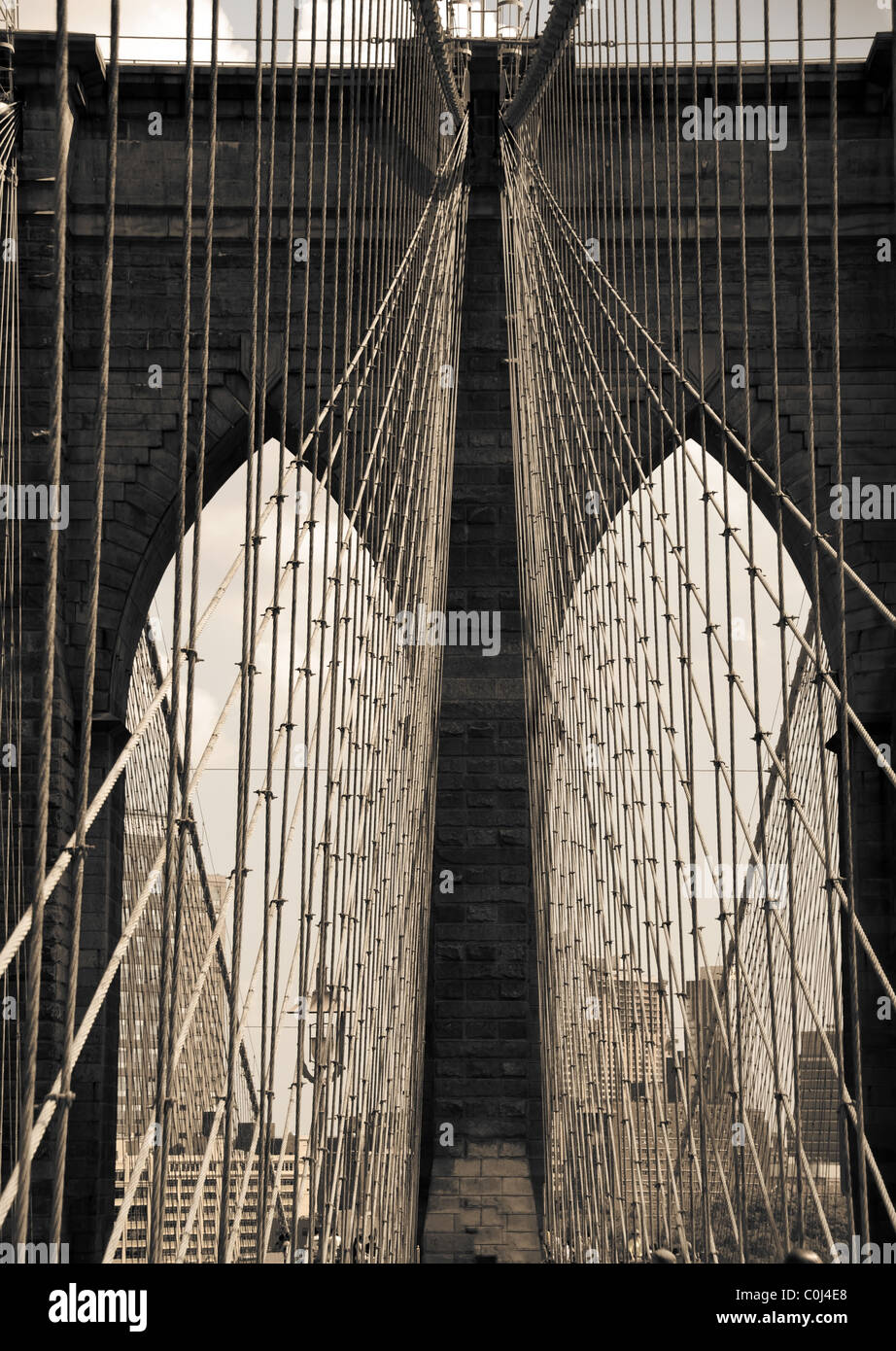 Pont de brooklyn new york city noir et blanc Banque de photographies et ...