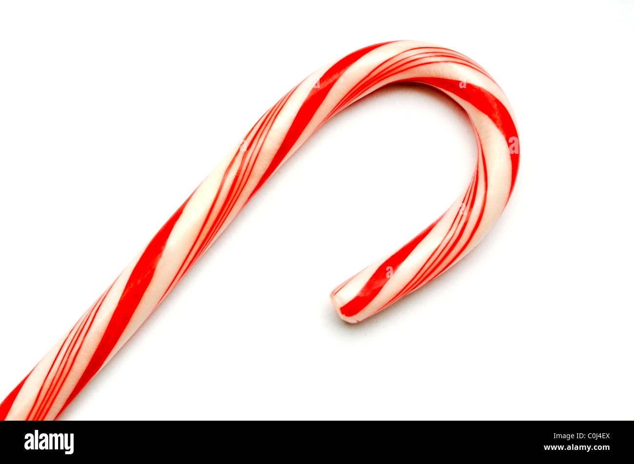 Seul Candy Cane on white Banque D'Images
