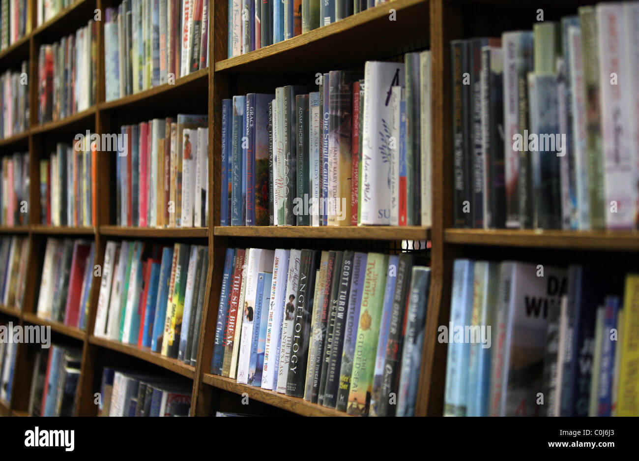 Livres de bibliothèque dans une bibliothèque publique au Royaume-Uni. Banque D'Images