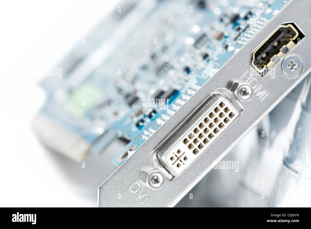 Carte graphique de l'ordinateur, l'accent sur le connecteur DVI Banque D'Images
