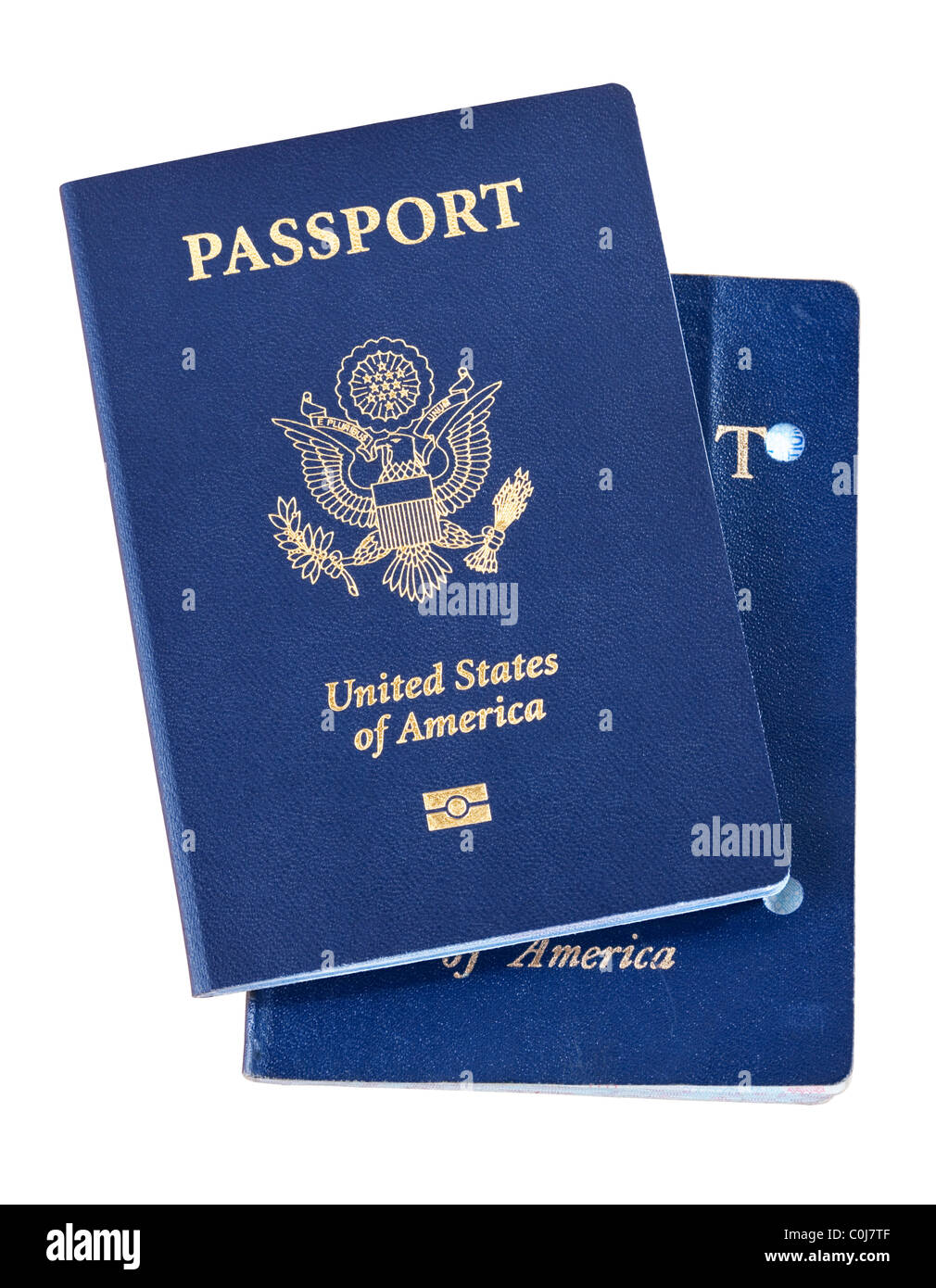 Nouveau passeport électronique avec l'ancienne version non annulée en copeaux Banque D'Images