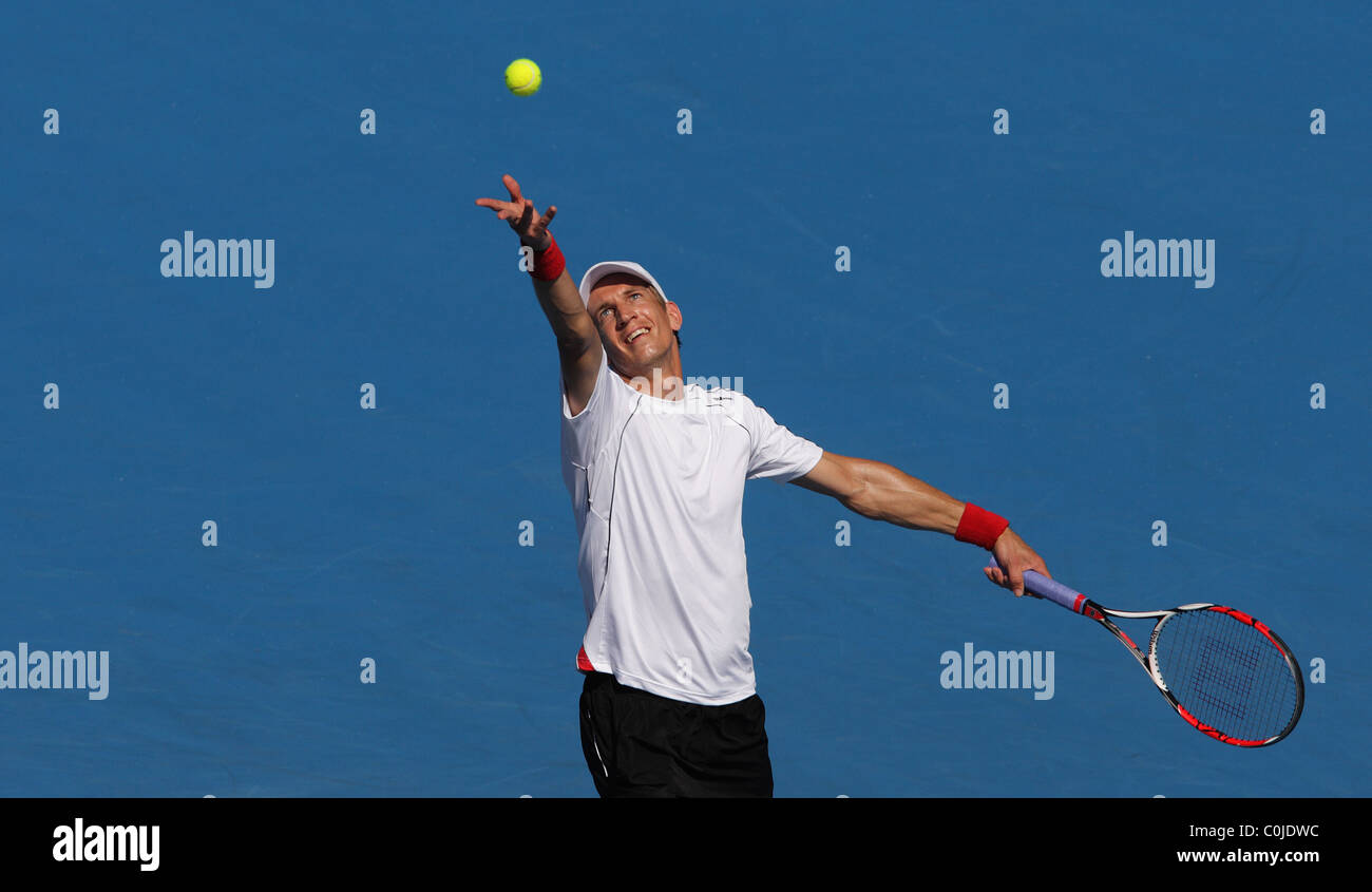 Jarkko Nieminen, Finlande, en action pendant le Medibank International, Sydney. Banque D'Images