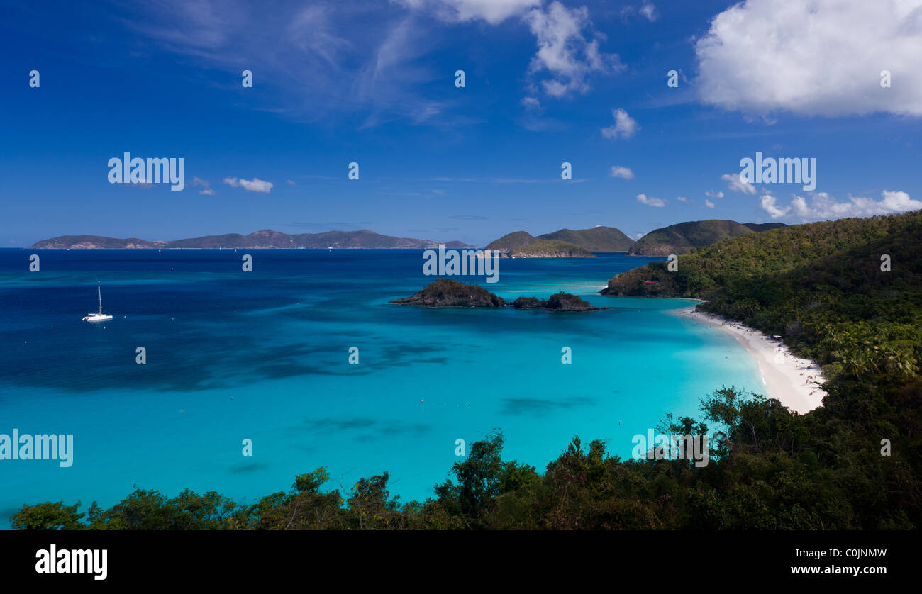 Caraïbes, Îles Vierges américaines - Trunk Bay sur l'île caribéenne de St John Banque D'Images