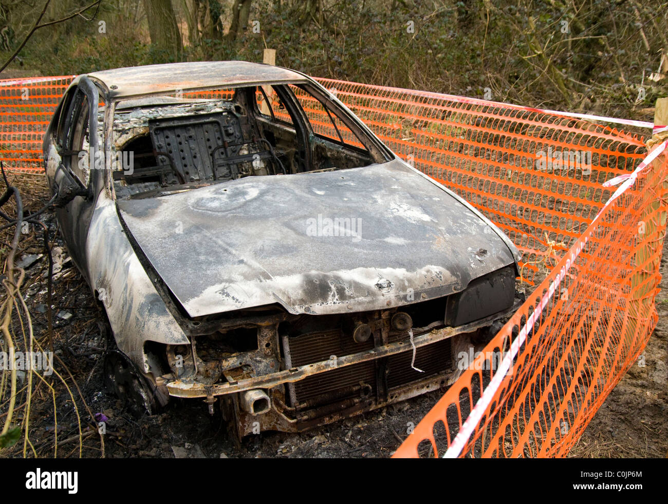 Brûlé, voiture abandonnée Banque D'Images