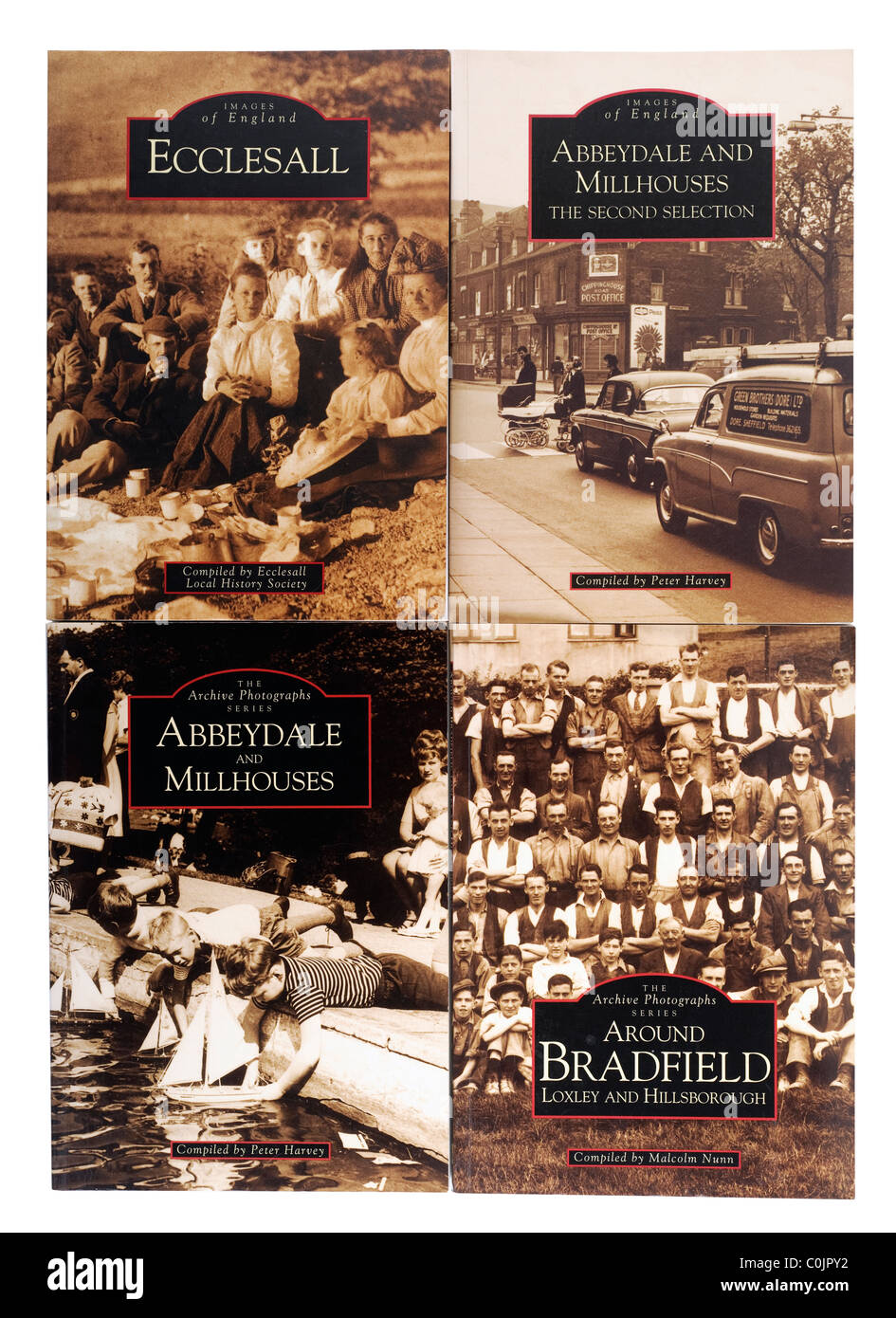 Les quatre livres de la série de photographies d'archives sur les changements au fil des ans de domaines de Sheffield. Seulement ÉDITORIALE Banque D'Images