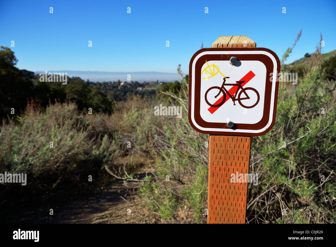 Les vélos sont interdits à l'Alum Rock Park, San Jose CA Banque D'Images