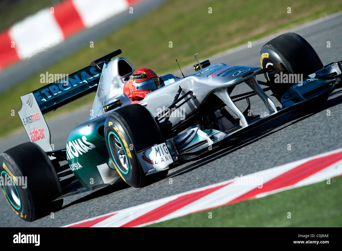 Michael Schumacher (Allemagne), Mercedes GP MGP W02-Mercedes, Formule 1 séances d'essai près de Barcelone en février 2011. Banque D'Images