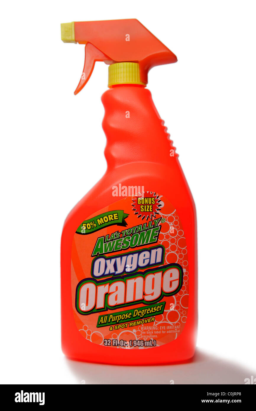 Orange oxygène nettoyant en vaporisateur Banque D'Images