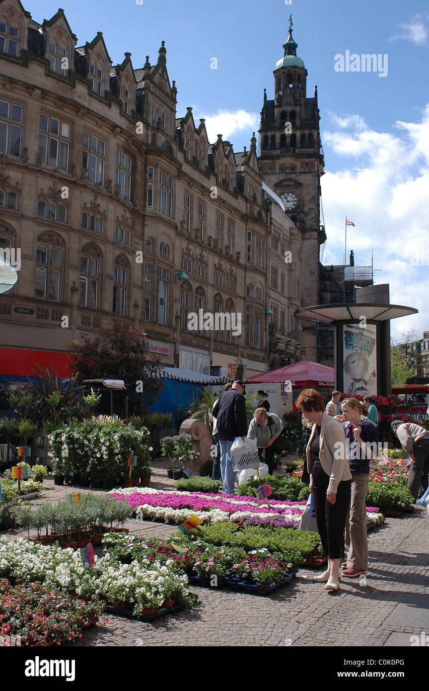 Les agriculteurs/ Garden Market sur Fargate Sheffield City Centre Banque D'Images