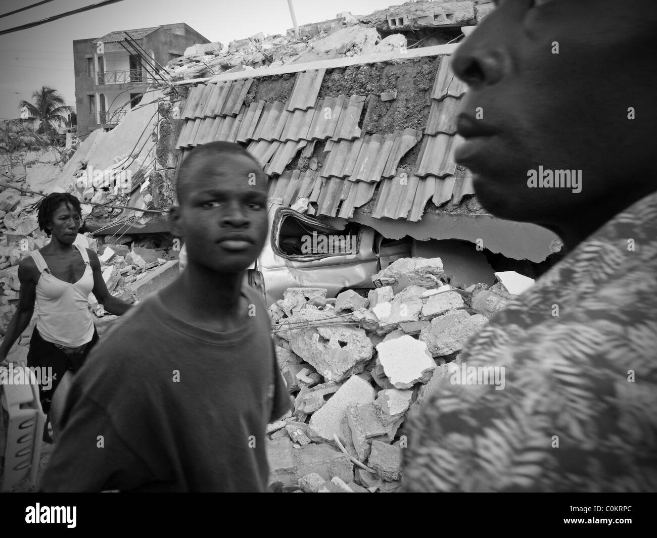 Dégâts causés par le séisme à Port-au-Prince, Haïti Banque D'Images