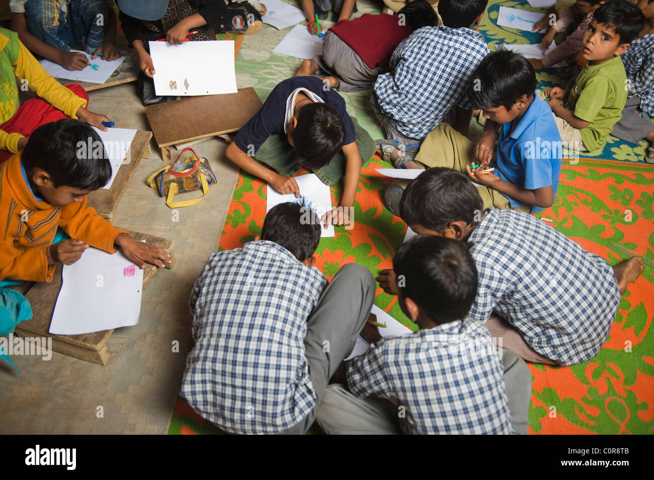 Scène d'une salle de classe en milieu rural Banque D'Images