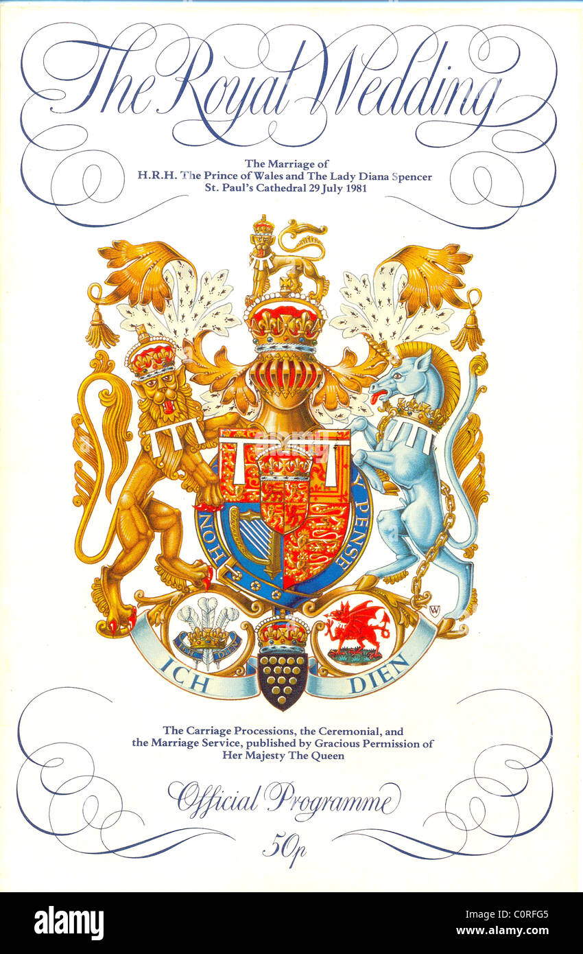 Programme officiel pour le Mariage Royal 1981 Banque D'Images