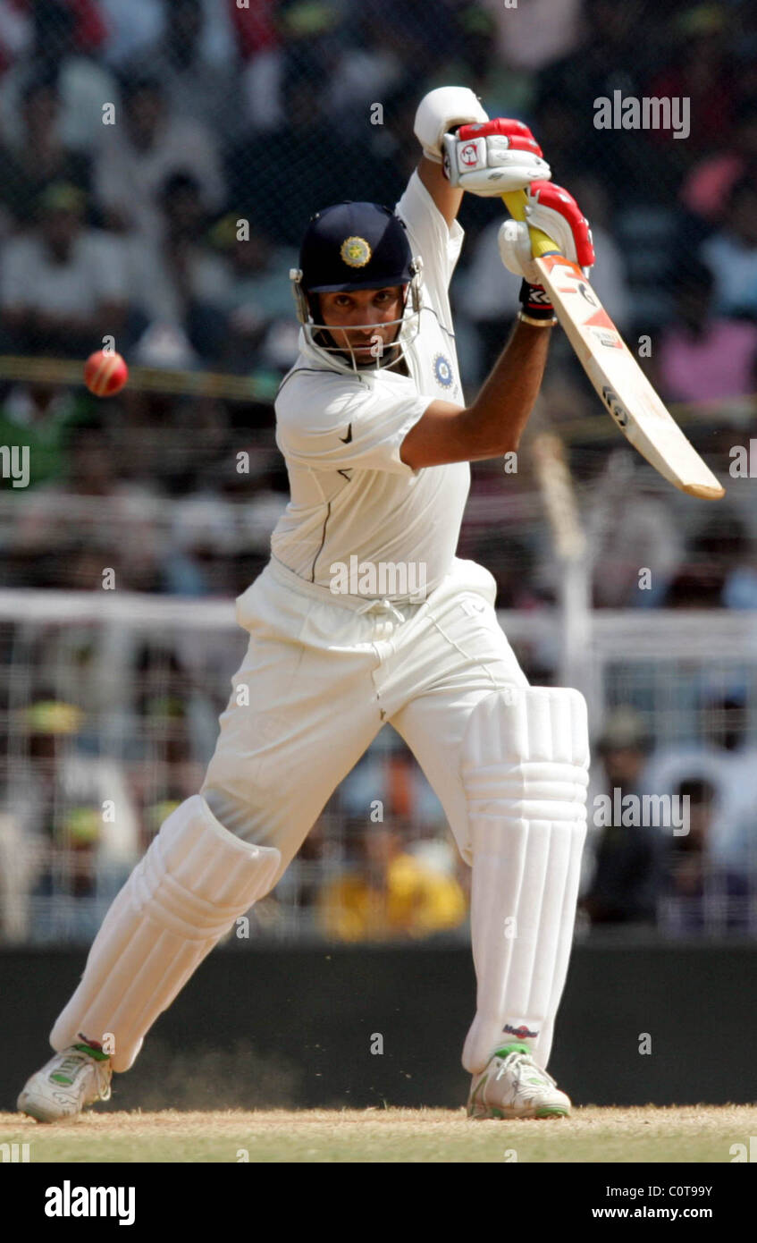 VVS Laxman Jour 5 de l'Inde v Angleterre premier test cricket Chennai, Inde - 15.12.08 Banque D'Images