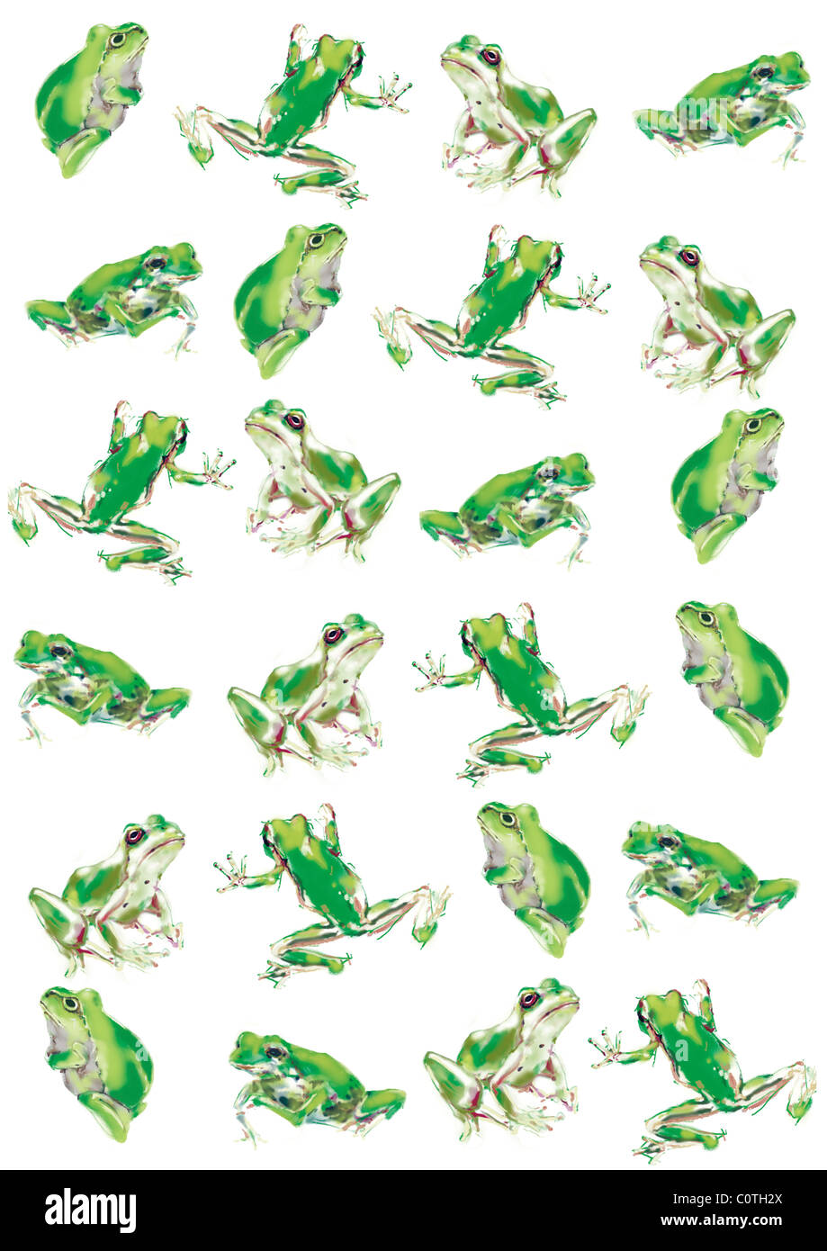 Schéma de peinture japonaise, Japanese Tree Frog Banque D'Images