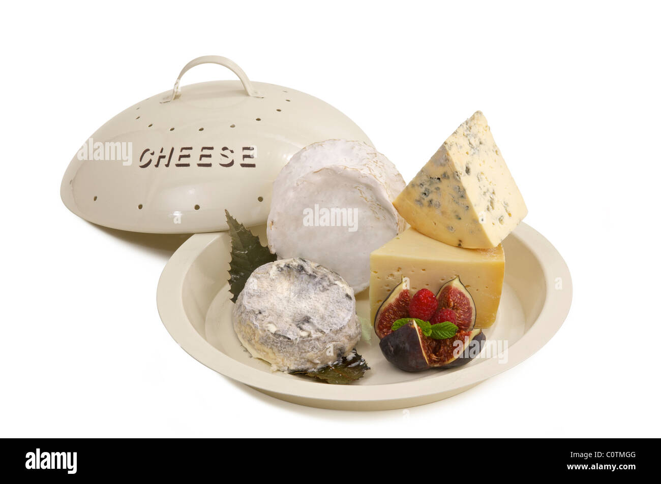 Une sélection de fromages, avec chemin d'accès. Banque D'Images