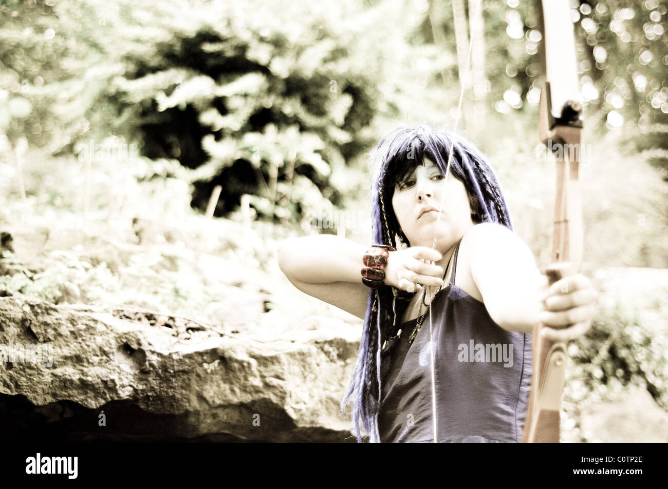 Live Action Role Playing Character ma soeur incarne lorsqu'ils participent à des événements dans le pays. Banque D'Images