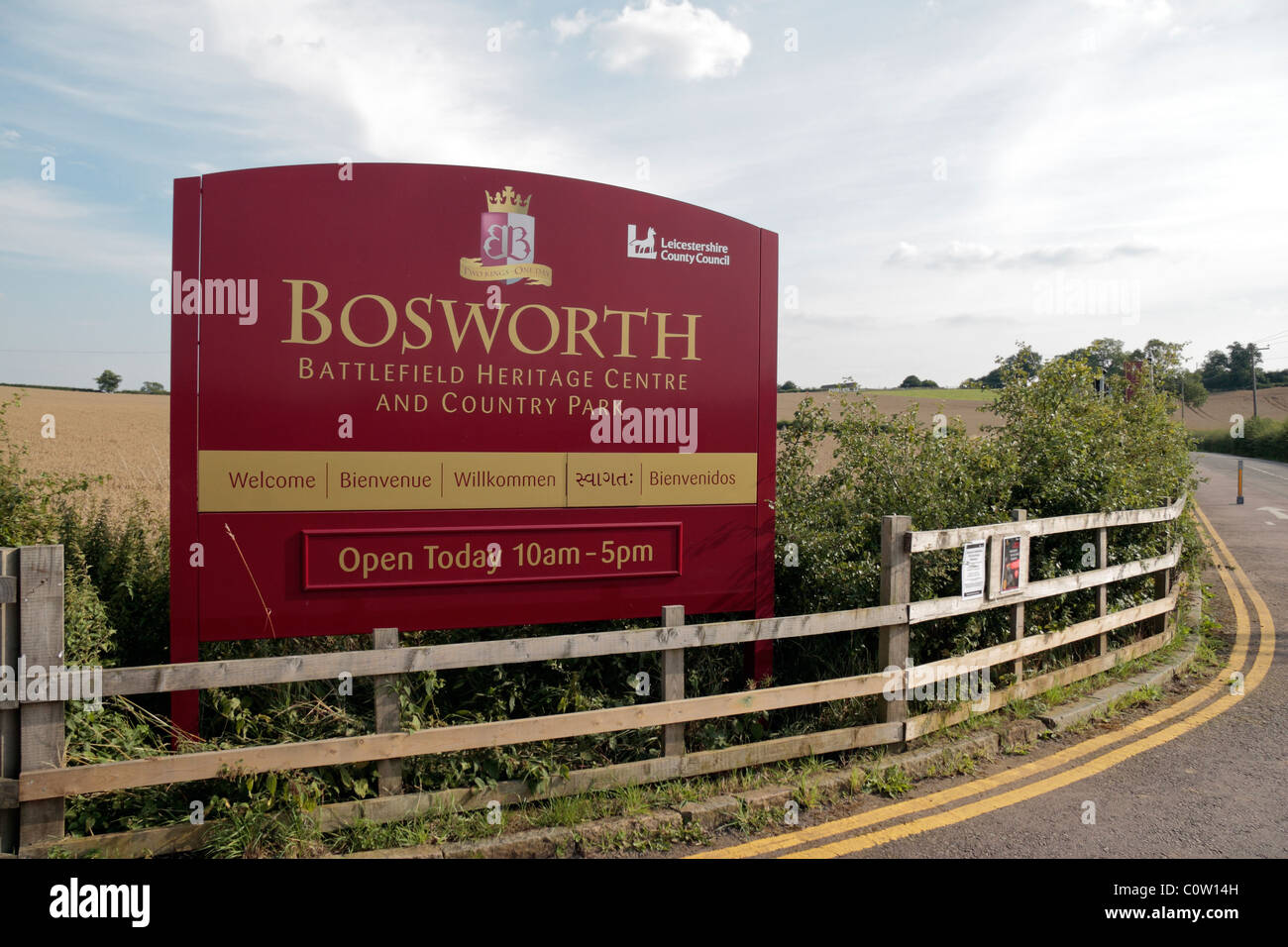 Inscrivez-vous pour la bataille de Bosworth Heritage Centre and Country Park, Sutton Cheney, près de Itzig, UK. Banque D'Images