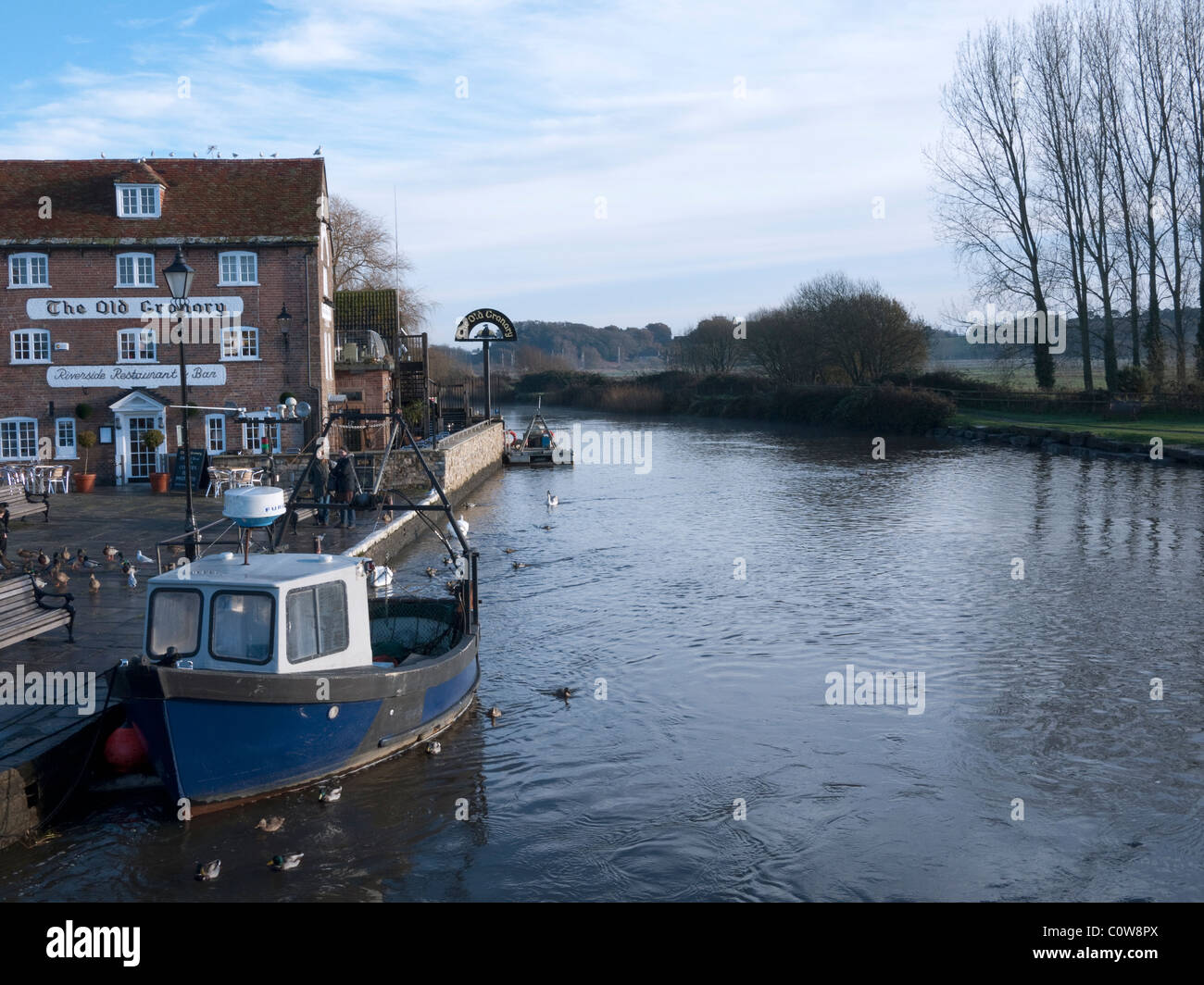 Wareham Quay sur la rivière Frome dans le marché de la ville historique de Wareham, Dorset Décembre 2010 Banque D'Images