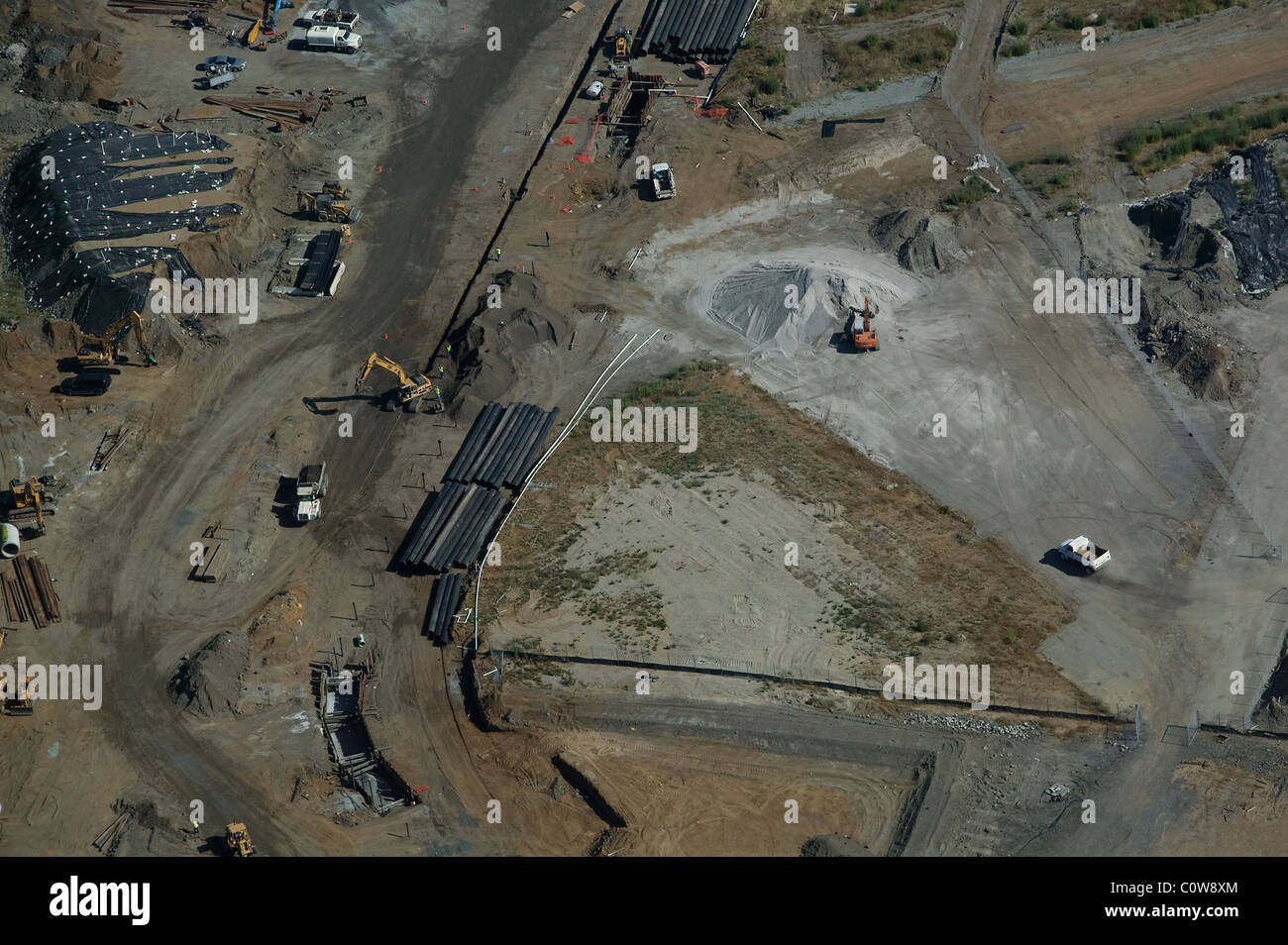 Vue aérienne au-dessus de chantier Mission Bay San Francisco California Banque D'Images