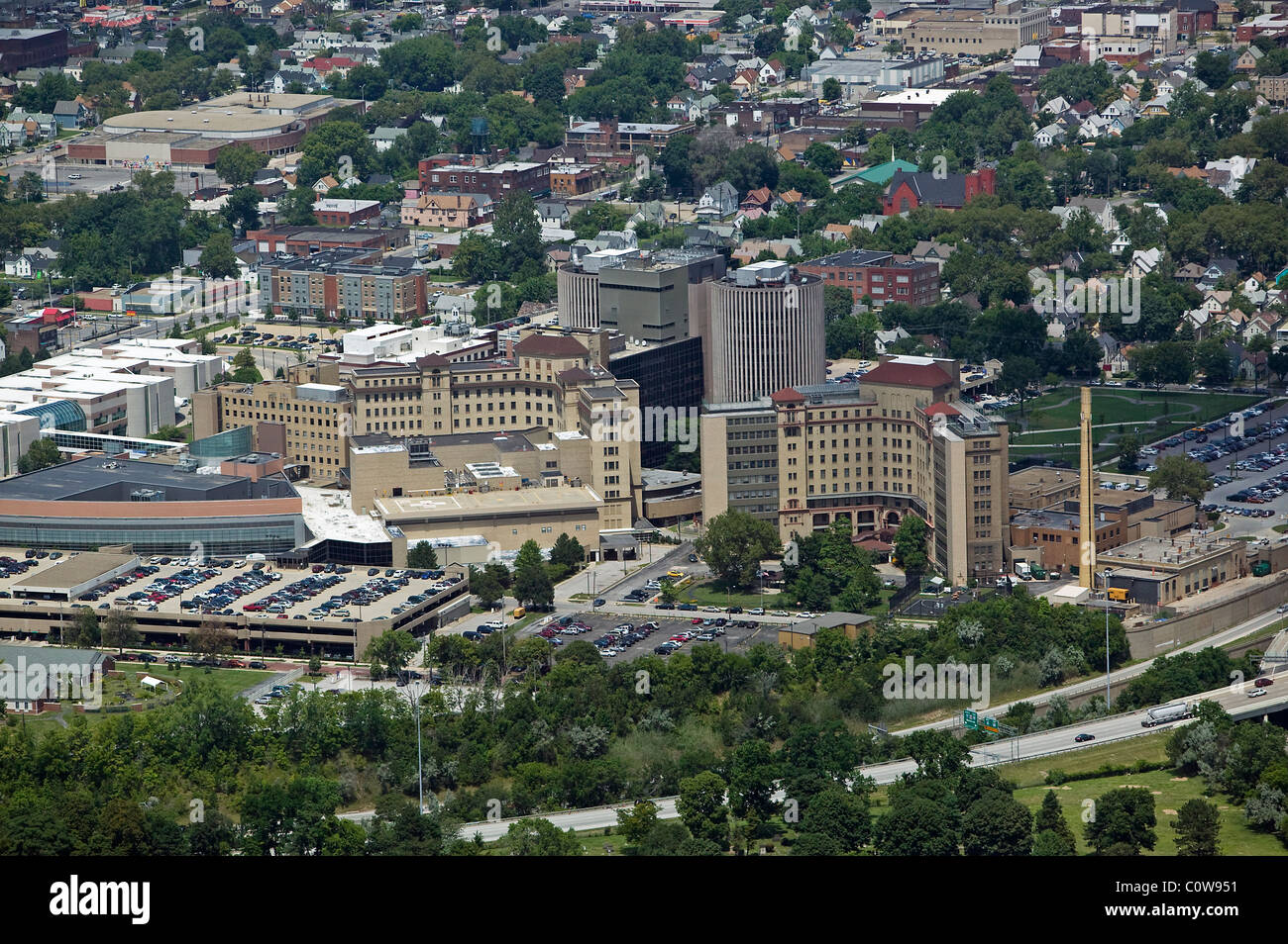 Vue aérienne au-dessus de l'Institut psychiatrique de Cleveland en Ohio Banque D'Images