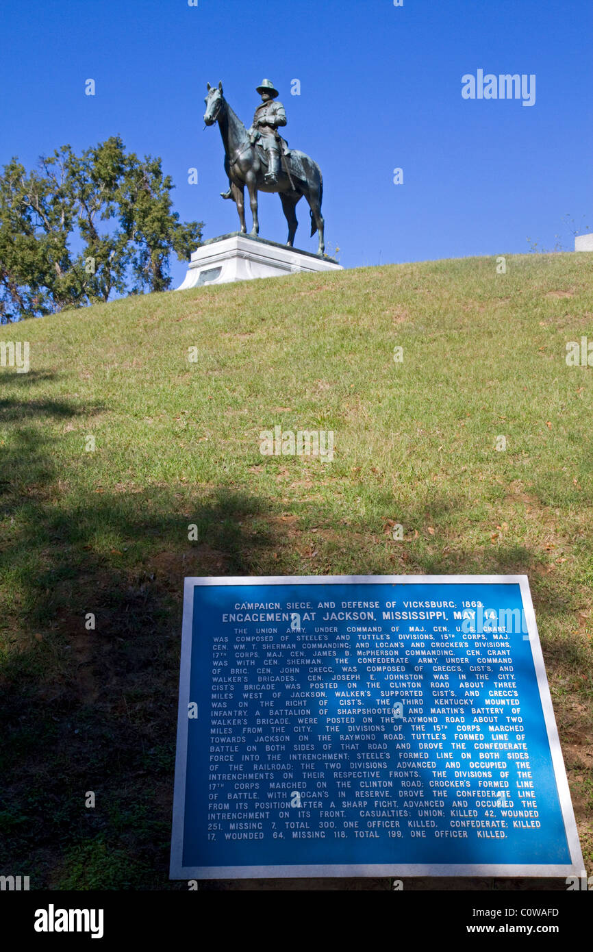 Statue du général Grant de Grant's au sein du National Military Park à Vicksburg, Mississippi, USA. Banque D'Images