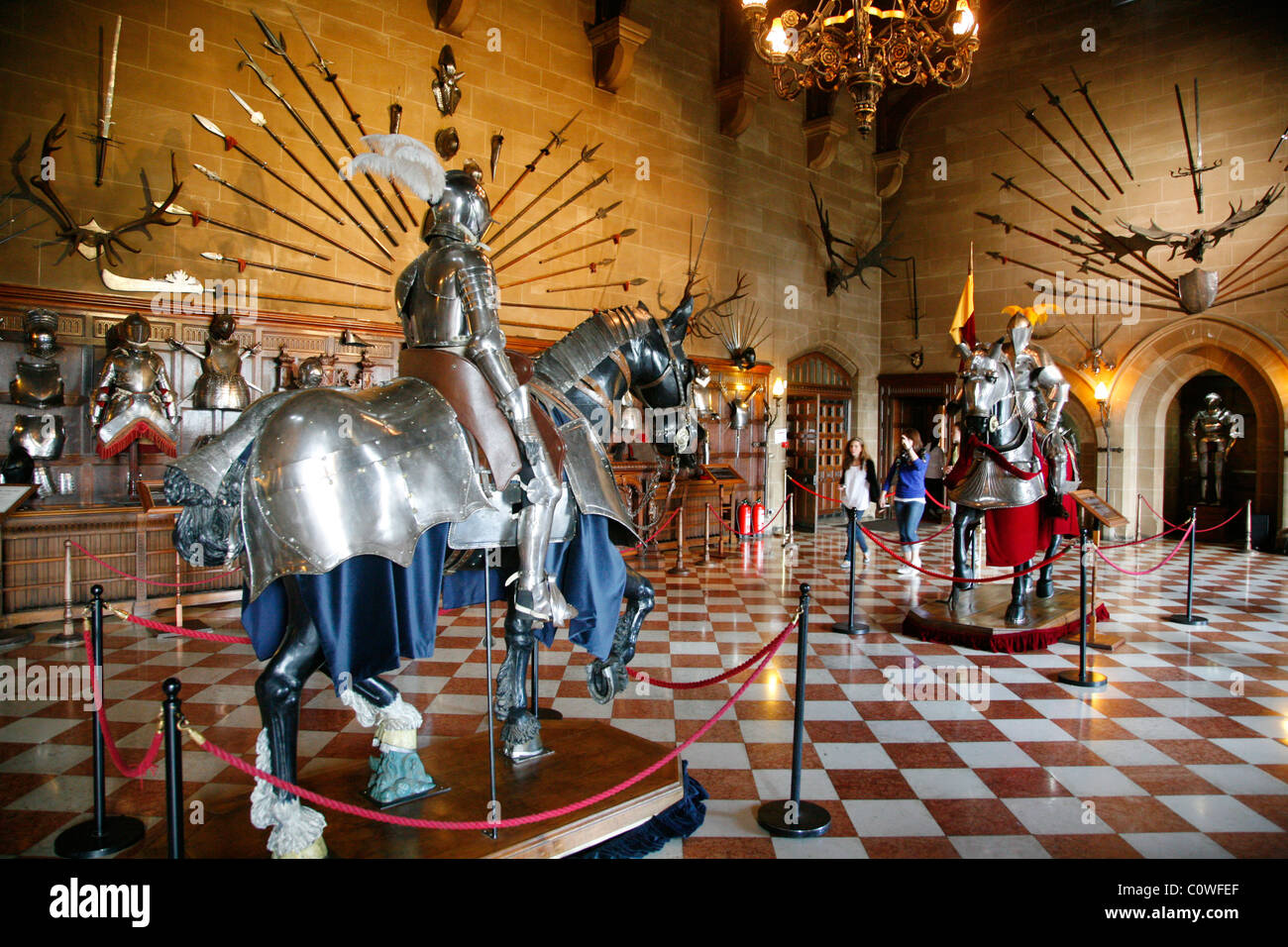 Le Grand Hall, le château de Warwick, Angleterre, Royaume-Uni. Banque D'Images