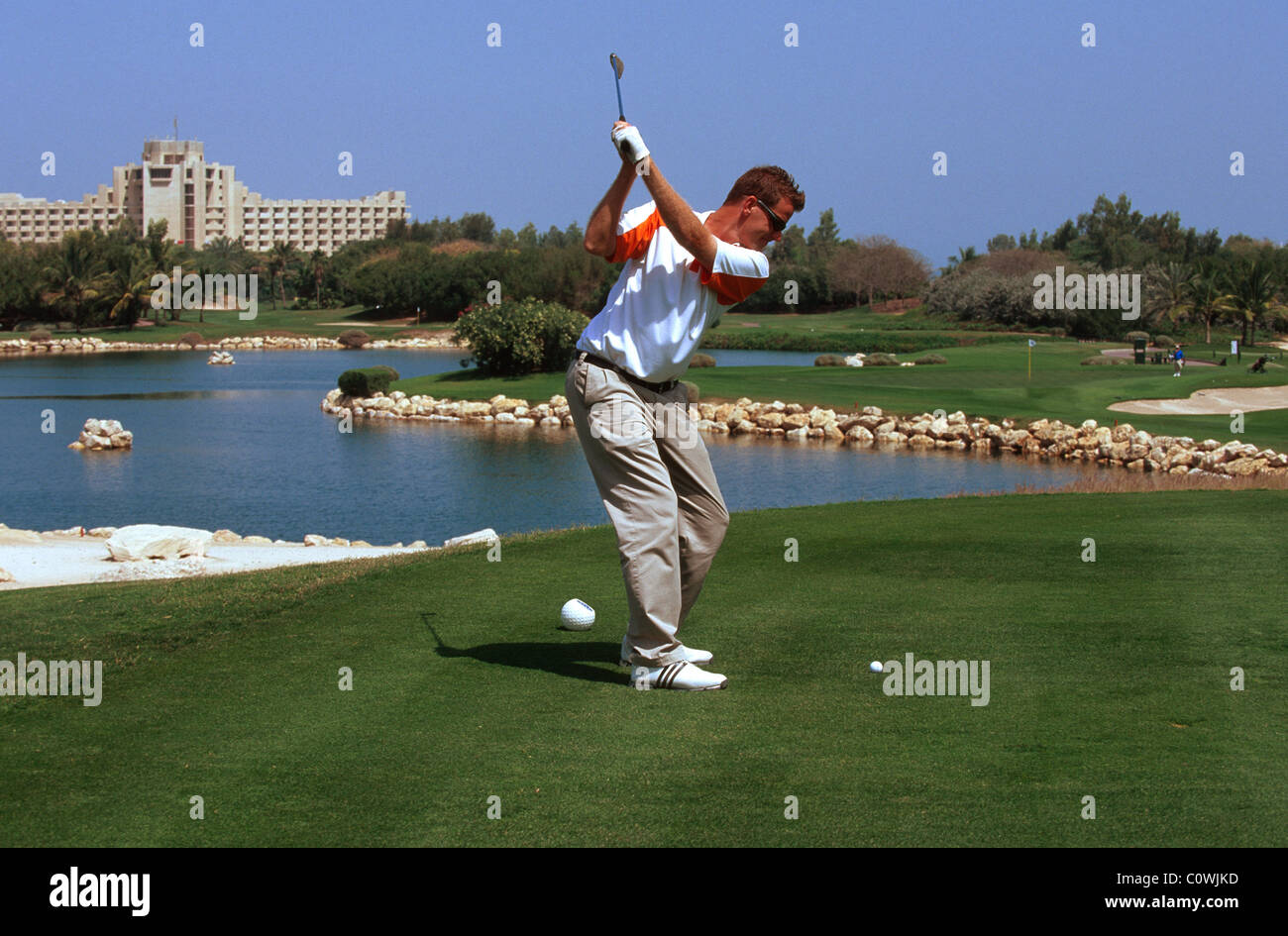 Golf dans le Jebel Ali Golf Resort  + Spa, Dubaï, Émirats Arabes Unis Banque D'Images