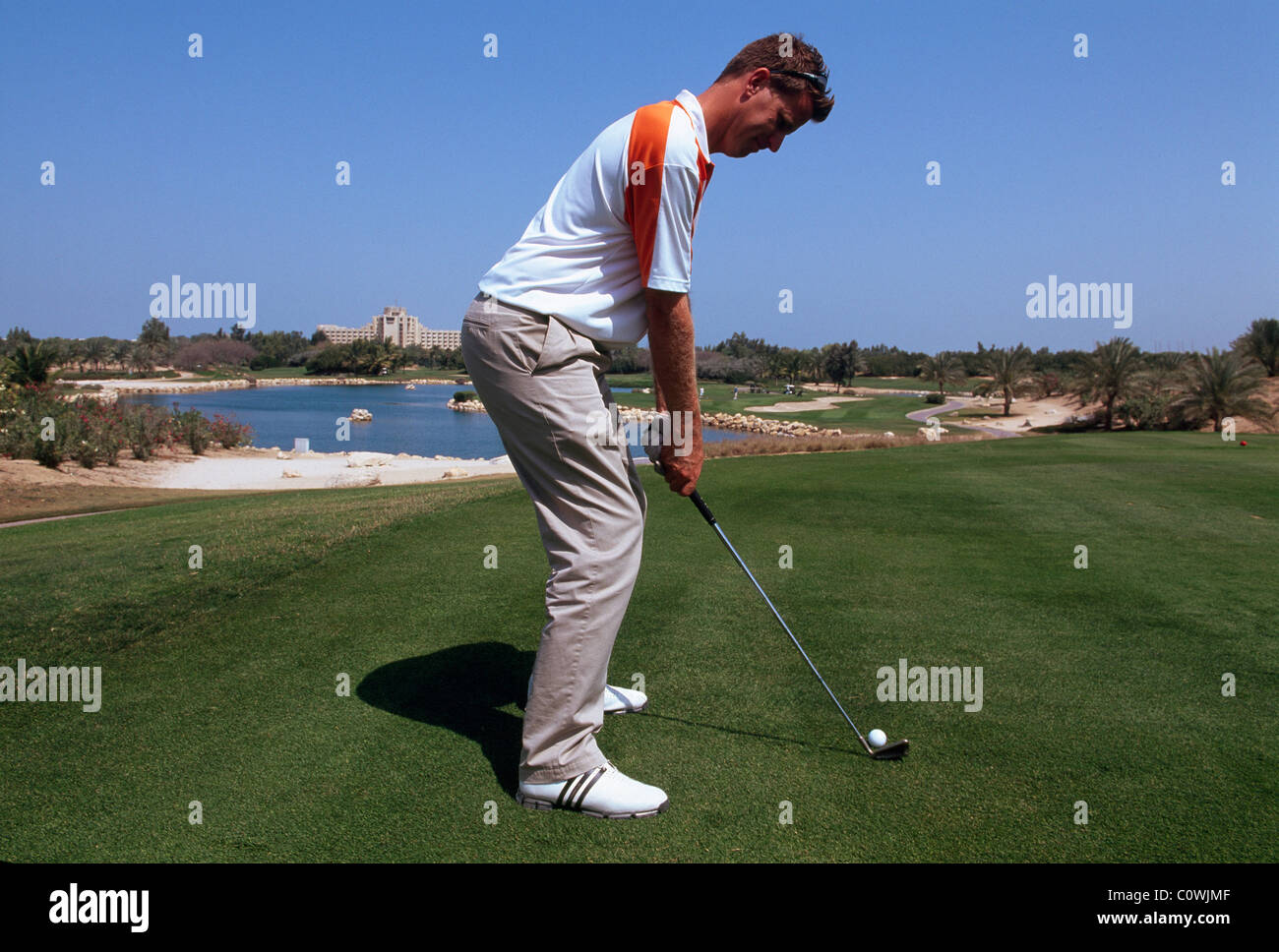 Golf dans le Jebel Ali Golf Resort  + Spa, Dubaï, Émirats Arabes Unis Banque D'Images