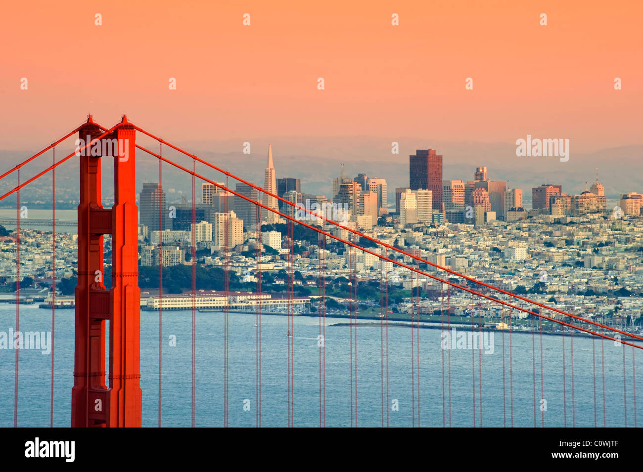 États-unis, Californie, San Francisco, Ville et Golden Gate Bridge Banque D'Images