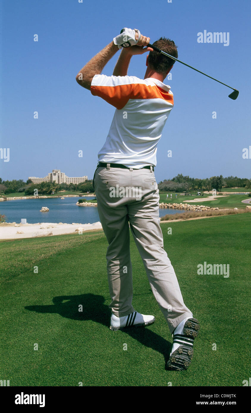 Golf dans le Jebel Ali Golf Resort  + Spa, Dubaï, Émirats Arabes Unis Banque D'Images