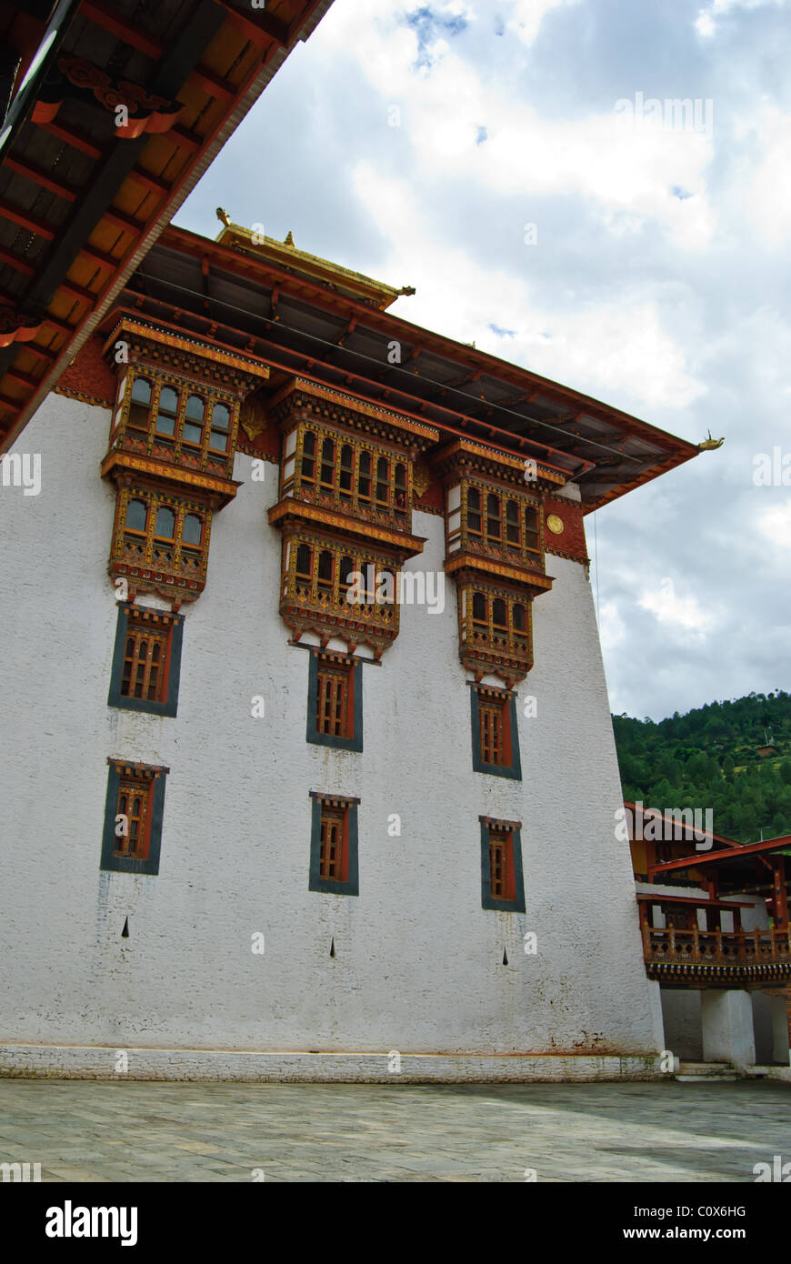 Un bâtiment à Punakha Dzong, le Bhoutan Banque D'Images