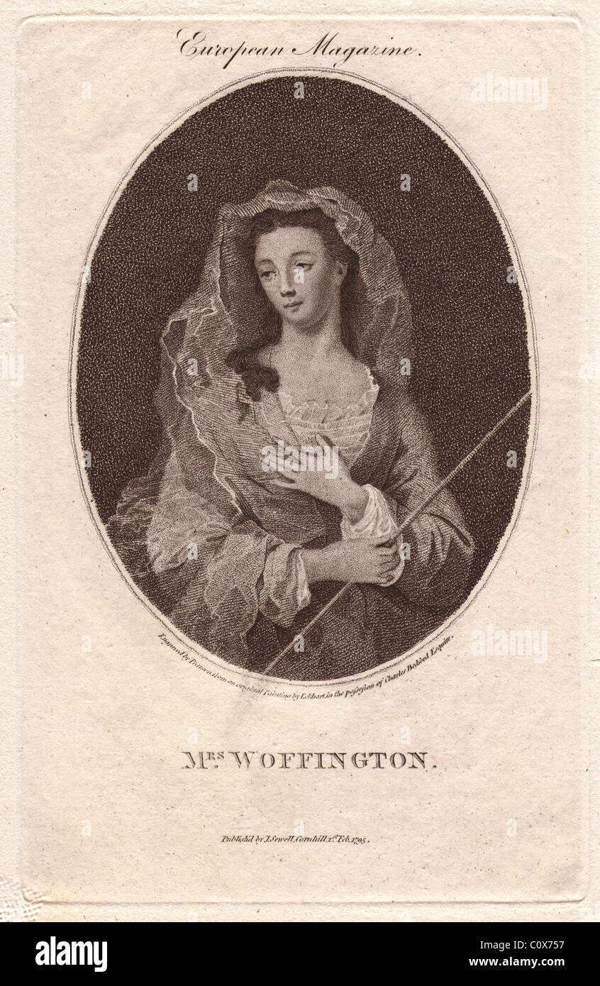 Mme Margaret 'Peg' Woffington (1717-1760), actrice et chanteuse irlandaise. Banque D'Images