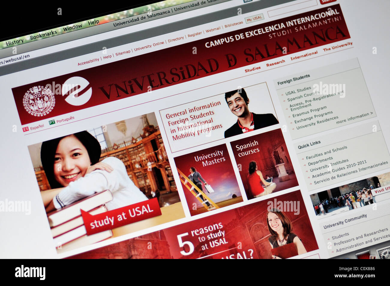 Site web de l'université de Salamanque Banque D'Images