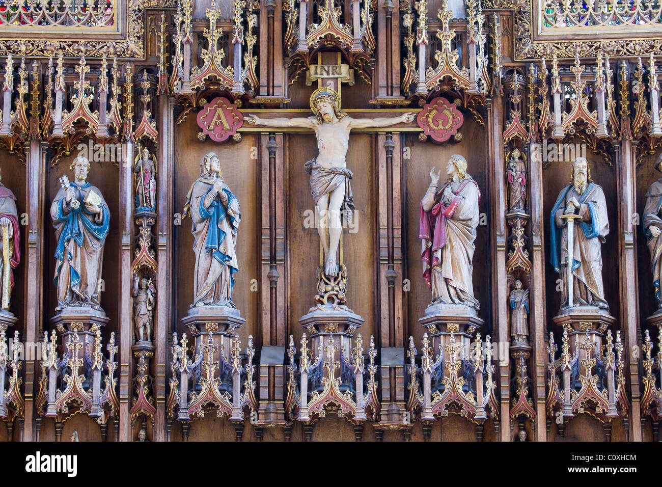 Les chiffres placés derrière l'autel principal à l'intérieur Eglise St Botolph à Boston, Lincolnshire Banque D'Images