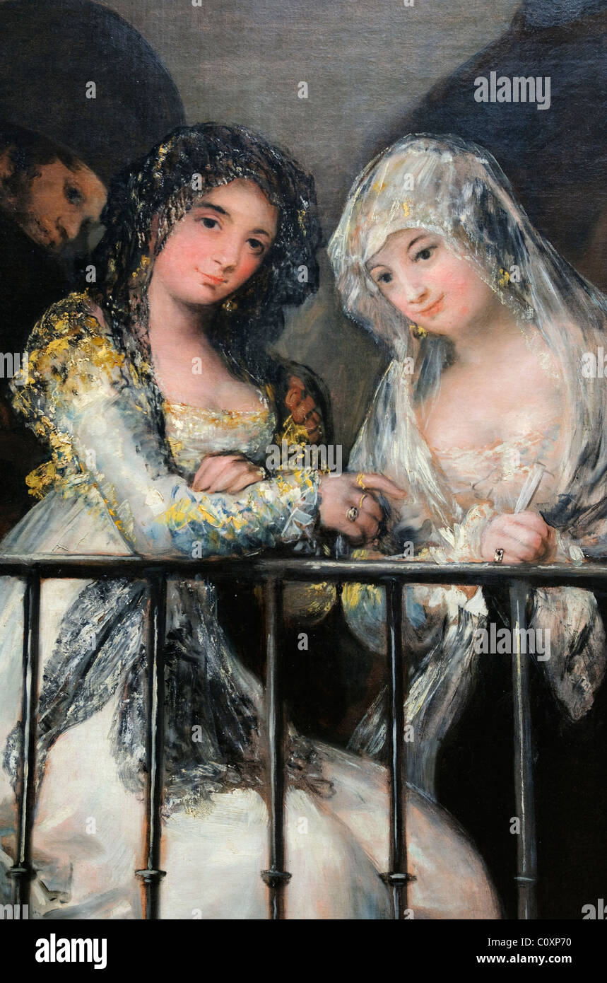 Détail : Majas sur un balcon, attribué à Francisco de Goya y Lucientes, espagnol, 76 3/4 x 49 1/2'' 1949 x 125 7cm, Metropolita Banque D'Images