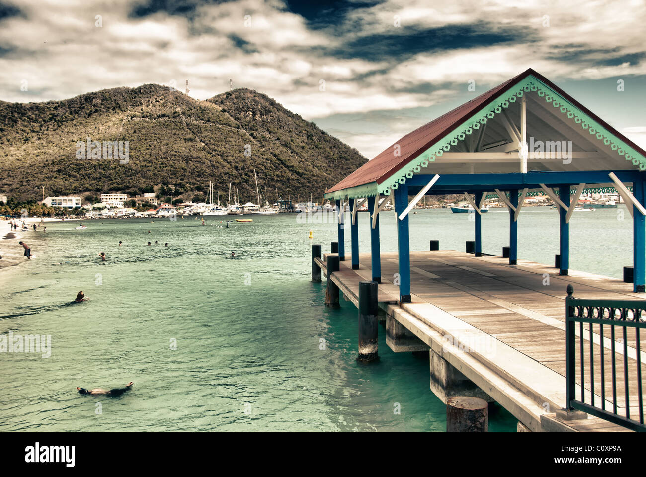 Saint Martin Antilles néerlandaises en front de mer Banque D'Images