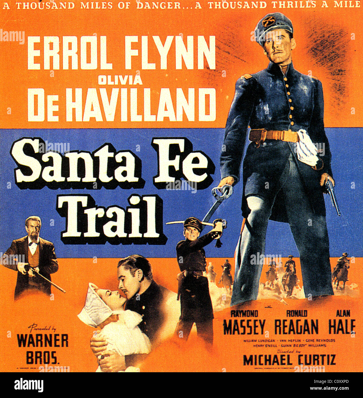 SANTA FE TRAIL Affiche pour 1940 Warner Bros film avec Errol Flynn Photo Stock Alamy