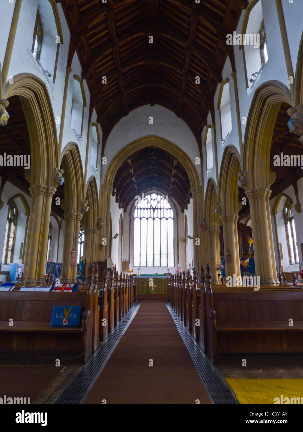 L'intérieur de l'église Saint Nicolas de Wells-next-the-Sea, Norfolk, Angleterre, Royaume-Uni. Banque D'Images