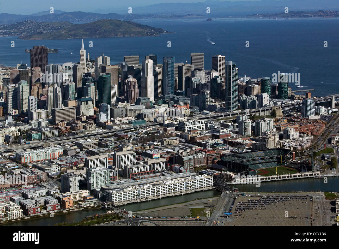 Vue aérienne au-dessus de San Francisco Californie Banque D'Images