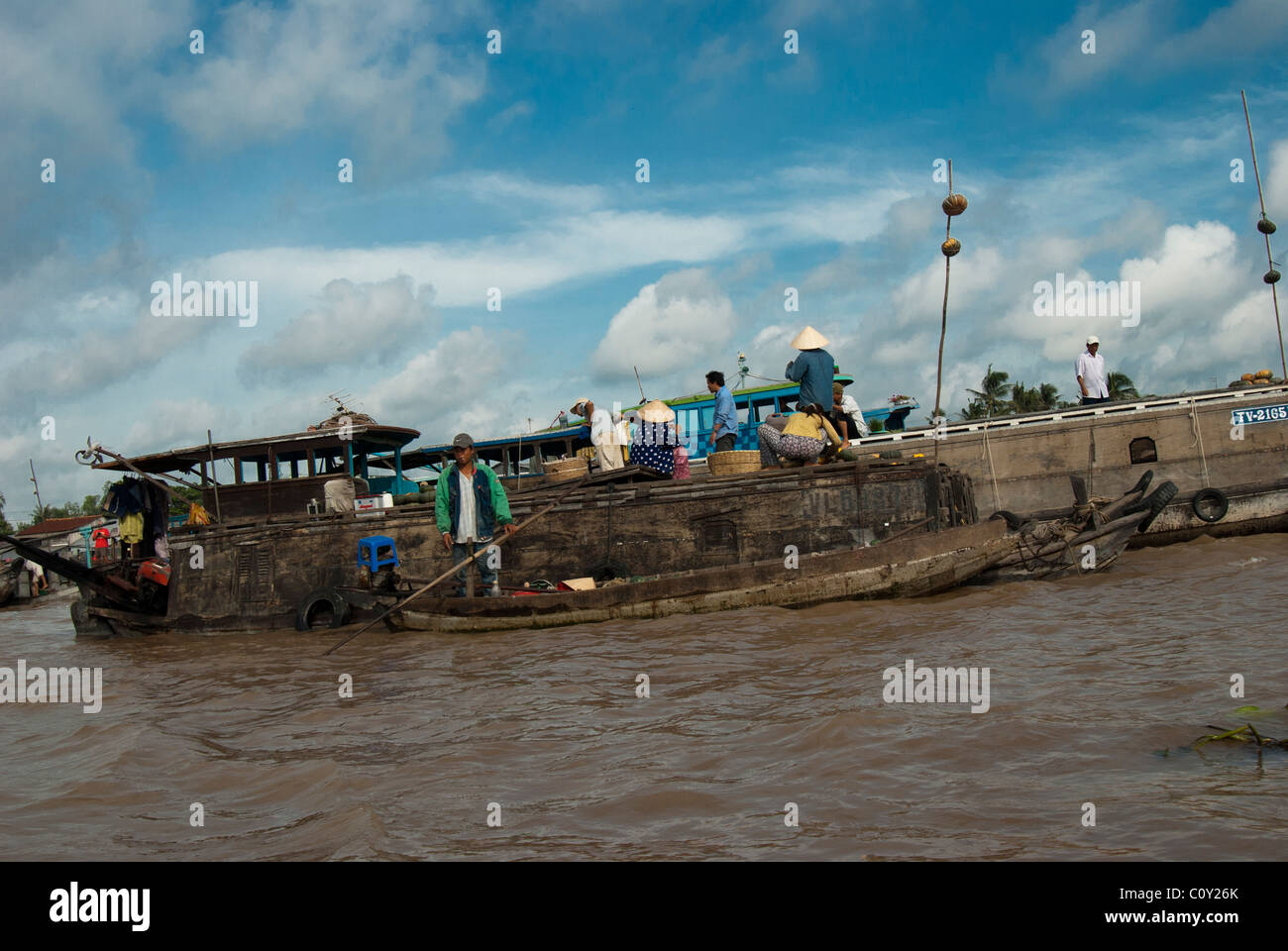 Marché flottant de Cai Rang, Delta du Mekong, Vietnam Banque D'Images