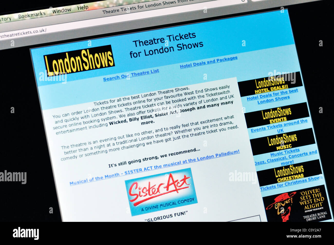 Londres ticket box office site web montre Banque D'Images