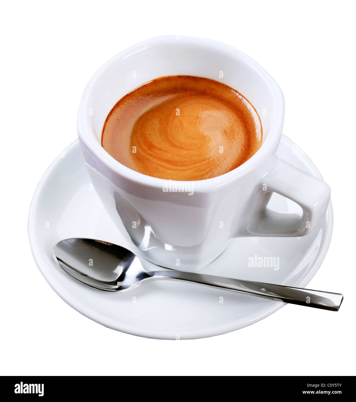 Tasse d'expresso avec mousse marron doré Banque D'Images Tasse d'expresso avec mousse marron doré Banque D'Images