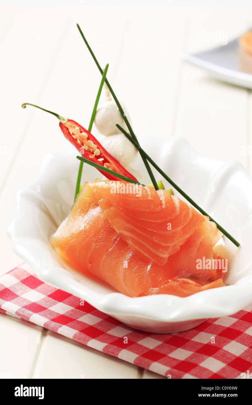 Tranche De Saumon Fume Et Mozzarella Bebe Photo Stock Alamy