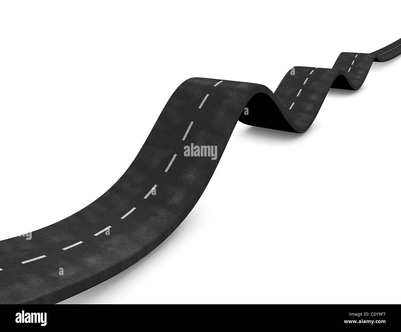 Rendu 3D, concept de droit forme road, isolé sur fond blanc. Banque D'Images