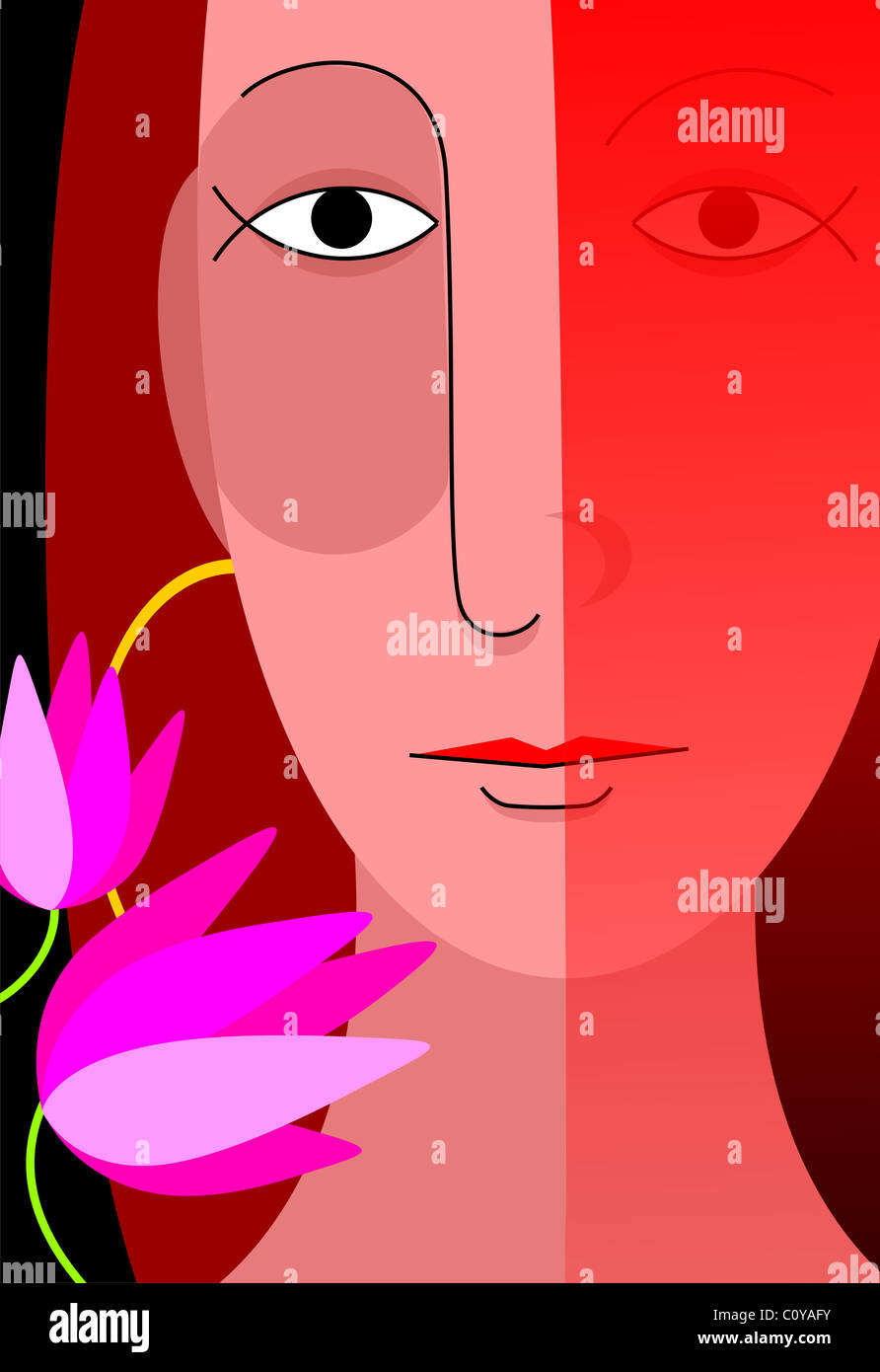 Femme et fleurs Banque D'Images