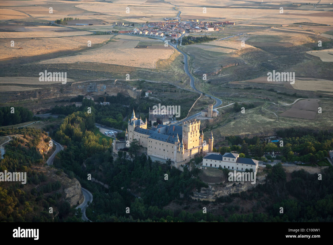 Vue aérienne de El Alcazar de Segovia (Espagne) Banque D'Images