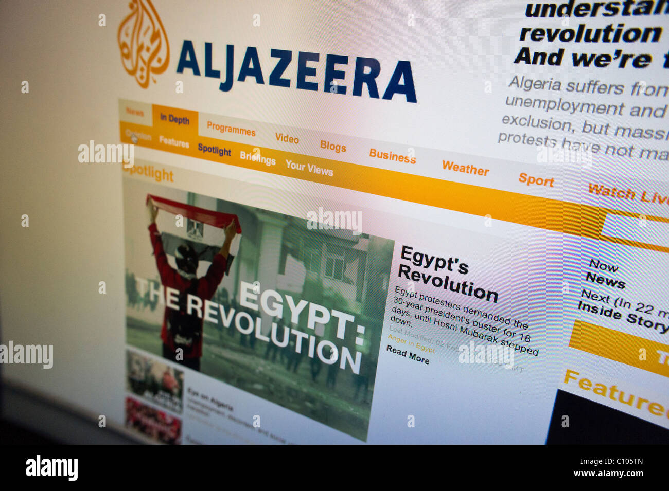 Le site web de langue anglaise de la chaîne d'information Al Jazeera Banque D'Images