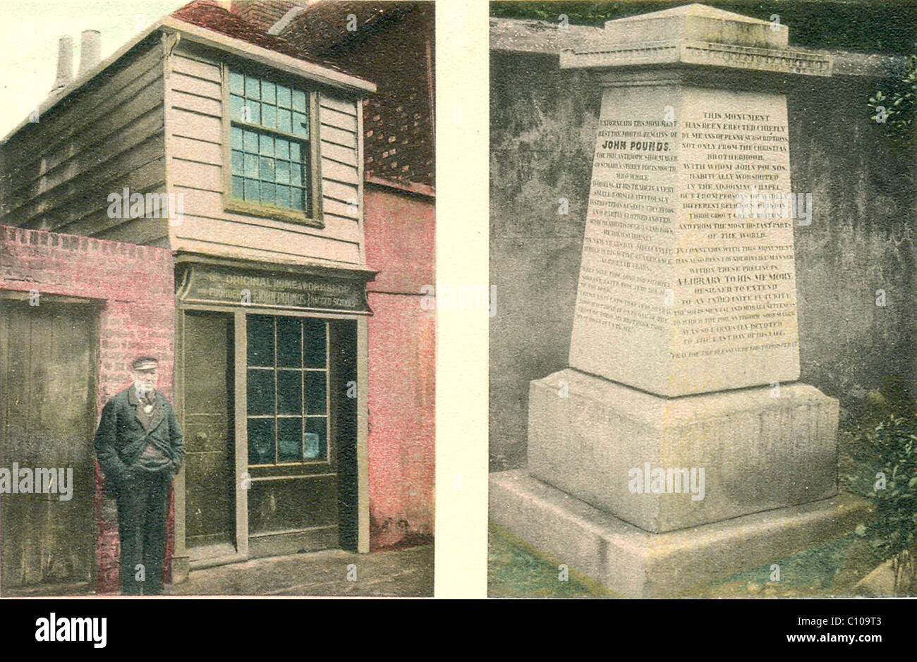 House et monument érigé à John Livres (fondateur de The Ragged Schools), Portsmouth Banque D'Images