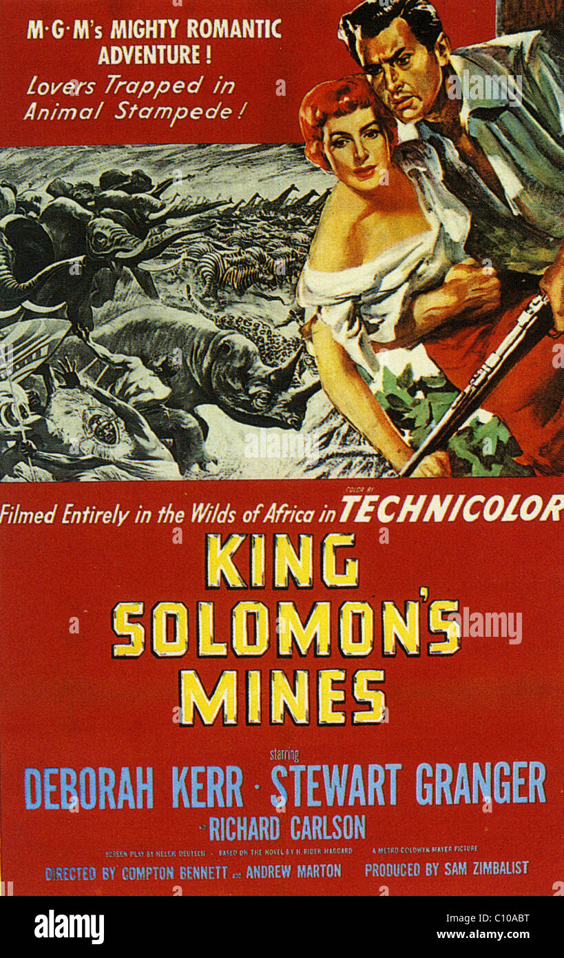 MINES du roi Salomon pour l'affiche 1950 MGM film avec Deborah Kerr et Stewart Granger Banque D'Images