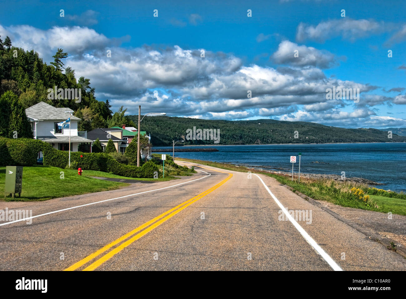 Détail d'une route du Québec, Canada, août 2008 Banque D'Images